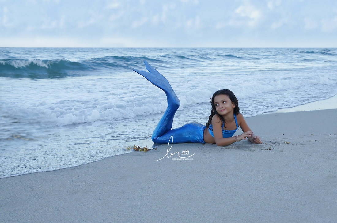 Mermaid photography session of 8 year old girl - Miami mermaid photographer Barbi Rodriguez