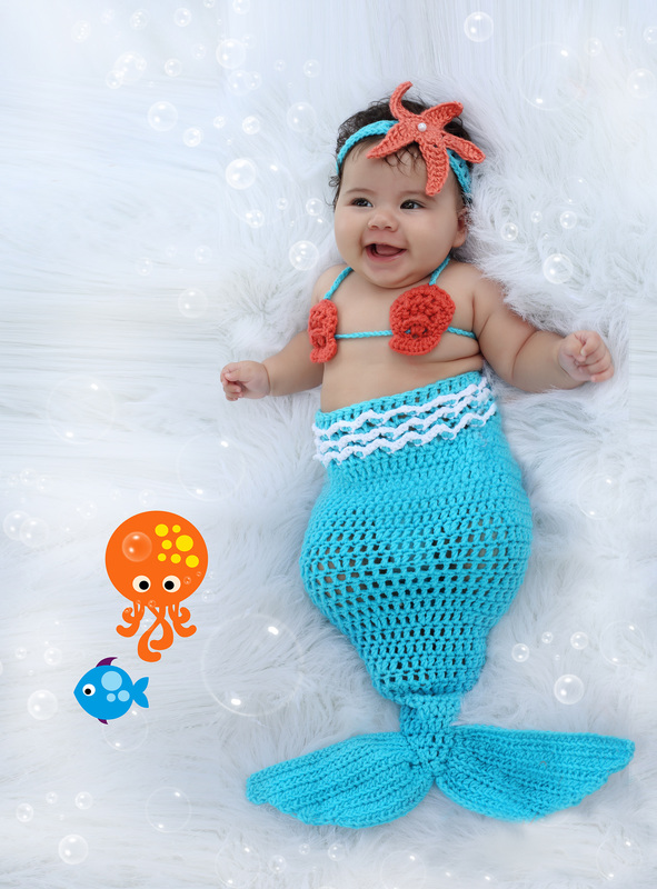Mermaid photography session in Miami, Florida - 4 month old baby - local Miami photographer